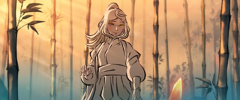 source #UTeyvat6.3 兹白外貌大致描述与同人动画《竹林月夜》中的形象相似, 服装不同.或者说像仙人着装的不是狐人的飞霄.(应该就是说白毛的意思)岩月之轮成女