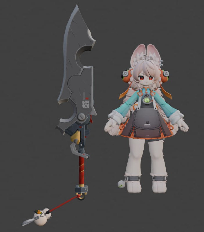 (zzz 2.2 preload)quick zhao render done by my friend, thank you so much !!her sword also has a version where the blade turns to ice !!- donut