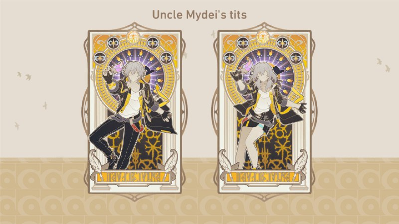 Caelus & Stelle & Cyrene cards.*Caelus & Stelle doesn't have separate elements as for nowCaelus & Stelle & Cyrene cards.*Caelus & Stelle doesn't have separate elements as for now