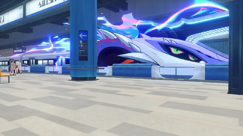 ［HSR 4.0Beta］二相乐园-二维市-泊地站月台-「疾风号」它会开走，也会周期性进站，蛮帅的