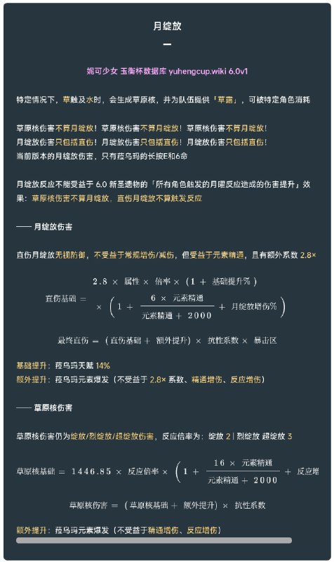 source #妮可少女6.0 v1 玉衡杯数据库 月绽放计算公式说明