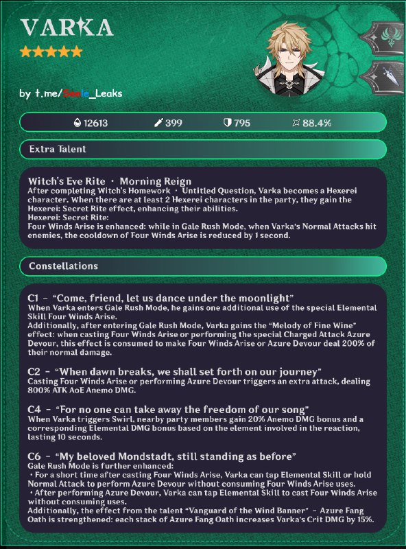 ［GI 6.4Beta］Varka skill kits（EN）Thanks X1 for the info！pics made by t.me/hiragara_leaks［GI 6.4Beta］Varka skill kits（EN）Thanks X1 for the info！pics made by t.me/hiragara_leaks